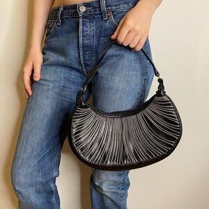 Black and Silver Crescent Shoulder Bag